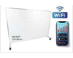 Infraroodpaneel 960 watt | infrarood paneel | verwarmingspaneel | 960 watt met thermostaat en wifi | wielen set | verplaatsbaar | 120 x 80 cm