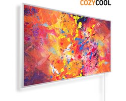 Infraroodpaneel met afbeelding | Kleuren explosie olieverf schilderij | 1200 Watt | Witte lijst | Infrarood verwarmingspaneel | Infrarood paneel | Infrarood verwarming