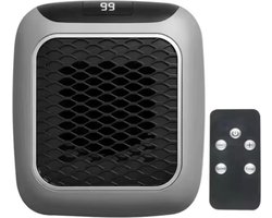 J&R Elektrische verwarming - Mini Heater - Elektrische heater - Kleine heater - 800W - Direct in stopcontact - Wall mounted - LCD display - Grijs