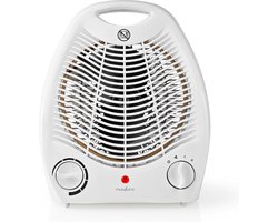 Nedis Ventilatorkachel - 1000 / 2000 W - Instelbare thermostaat - 2 Warmte Standen - Geïntegreerde handgrepen - Omvalpreventie - Wit