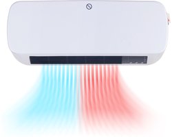 QLT 2-in-1 Keramische Kachel met Wandmontage - Elektrische Wandkachel – Verwarming met Temperatuurregelaar 10°C tot 49°C - Timer en Weekschema - Wit