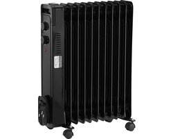 STAHLMANN Olie radiator ZR17 2500 Watt Zwarte verwarming - Elektrische verwarming energiebesparend tot 50 m² - Elektrische verwarming met thermostaat en 3 verwarmingsniveaus - Elektrische verwarming zwart