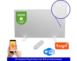 VH Infrarood paneel Superia - 60 x 100cm - 600W - Geintegreerde thermostaat - Wifi functie - Afstandsbediening - Wandmontage & Vrijstaand - Ideaal voor bijverwarming - Verplaatsbaar