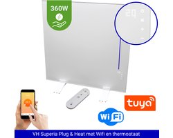 VH Infrarood paneel Superia - 60 x 60 cm - 360 Watt - Geïntegreerde thermostaat - Smart Home Wifi - Inclusief voetjes - Verplaatsbaar - Lichtgewicht