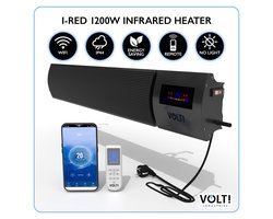 VOLT I-RED 1200W Wifi Badkamerverwarming - Infrarood verwarming - IP44 - Verwarming Badkamer - Straalkachel - Bijverwarming - Luxe uitvoering met appbesturing en afstandsbediening