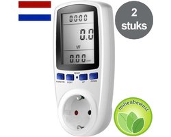 2 stuks Energiemeter – Verbruiksmeter – Energie -Energiekostenmeter – KWh meter – Stroomverbruik meter – Elektriciteitsmeter – Energiekosten - Stopcontact – Meerdere functies- besparen