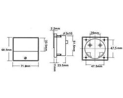 Analoge Paneelmeter Voor Dc Stroommetingen 15A Dc / 70 X 60Mm