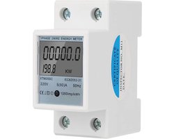 Digitale 1-fase 2-polige KWh-teller 220V - Elektronische stroommeter voor DIN-rail