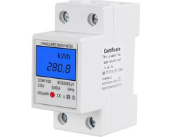 Eenfase DIN Rail Energiemeter 5-80A met LCD Display