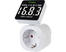 GreenBlue GB620 F - Energiemeter - Wattmeter met scherm - Verbruiksmeter - 16A - max. 3680W - Elektriciteitsmeter - Energiekosten- type F - 220-240V