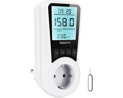 Intelectro Verbruiksmeter - Optimaal Beheer van Energie met de Krachtige Verbruiksmeter voor Slim Verbruik - Overspanningsbeveiliging - 7 Monitor Modi - Max 3680W - 16 A - Compact Design - Wit - Levering Sneller dan Aangegeven!