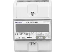 ORNO WE-516 3-fase meertarief energiemeter met RS-485, 80A stroomvoorziening: 3x230V/400 AC, 50-60Hz, huidig: 5(80)A, pulse frequency: 1000 imp/kWh, signalering lezen: knipperend LCD, installatie rail: DIN TH-35mm MID-Certificaat