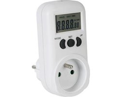 Perel Energiemeter, lcd-scherm, 230 V, 16 A, 3600 W, Franse aarding type E, wit