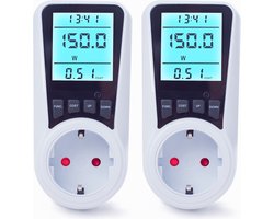 SEC24 KWH230V2 Energiemeter met Led verlicht display 2 stuks - Stekker voor Nederland - Verbruiksmeter - Stroomverbruik meter - Elektriciteitsmeter - Energie besparen - voor het meten van Watt/Ampère/Voltage/KWH