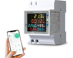 Slimme Stroommeter 230V | WiFi AC Energieteller | Meet Spanning, Stroom en Vermogen | DIN Rail Meter