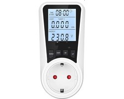 Stroommeter voor stopcontact, Dual Rate, energiekostenmeter, stroomverbruik meter met lcd-scherm, achtergrondverlichting, overbelastingsbeveiliging en kinderbeveiliging, 16 A/3680 W