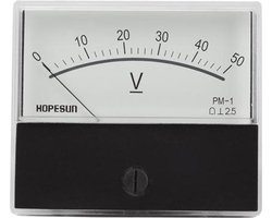 Velleman Analoge voltmeter, inbouwmontage, voor DC-spanningen tot 50 V, met nulregelaar, 60 mm x 47 mm