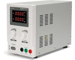 Velleman Laboratoriumvoeding, regelbaar, 0-30 VDC/0-5 A, stroombegrenzing, kortsluitbestendig, lcd-scherm, grijs