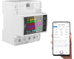 WiFi Din Rail Energiemeter 100A - Slimme Schakelaar en Digitale Stroomverbruikmonitor