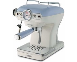 Ariete 1389/15 - Vintage Piston /Espressomachine - 900W - 0,9L tank inhoud - ook geschikt voor pads - Blauw