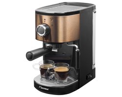 Bestron Espressomachine voor 2 kopjes, Pistonmachine met draaibare stoompijp, 15 Bar pompdruk, 1450W, kleur: koper