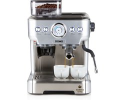 DOMO DO725K Espressomachine met Geïntegreerde Bonenmaler – Pistonmachine - Pro - 20 Bar – RVS/Zwart