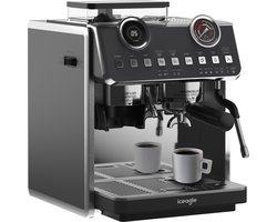 Espresso Machine met met Bonenmaler - 2,7L Retro Espresso Machine met Portafilter - 2800W Koffiezetapparaat - Roestvrij Staal Koffiezetapparaat voor Cappuccino