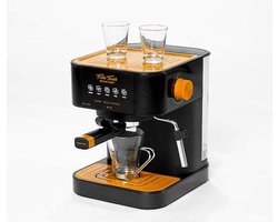 Espressomachine Met Koffiegrinder - Espresso Apparaat Met Koffiemolen - Bonenmaler - Piston - Koffiezetapparaat - Melkopschuimer - Zwart/oranje