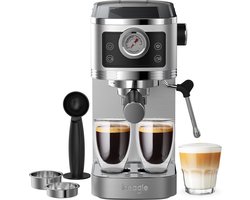 Iceagle Espresso Machine met 20-Bar Italiaanse Pomp - 1350W Koffiemachine Roestvrij Staal - Koffiezetapparaat voor Cappuccino met Professionele Melkopschuimer, Touchscreen met Drukweergave, 1.3L Watertank, Instelbaar Volume