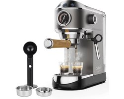 J&R Koffiemachine - Halfautomatisch - Espresso - Koffie - Espressomachine - Melkopschuimer - Cappuccino - Latte - Mokka - Grijs