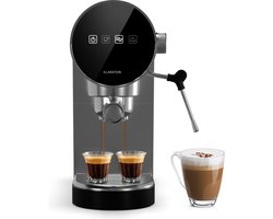 Klarstein Espresso Filter met Melkopschuimer - 0 -9L Retro Mini Espresso Maker met Zeef - 1360 Watt Koffiezetapparaat Klein - Koffiezetapparaat voor Cappuccino - Latte & Macchiato - Zilver