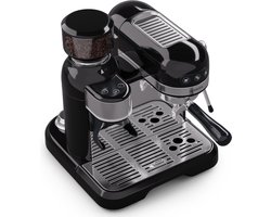 Klarstein Espresso Portafiltermachine met Melkopschuimer - 4 Liter - Retro Mini-Espressomachine - Filterhouder - 1550W - Koffiezetapparaat - Melktank - Cappuccino - Zwart