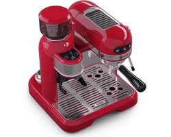 Klarstein Espresso Portafiltermachine Met Melkopschuimer & Molen - 4 Liter - Retro Mini-Espressomachine - 1550W - Koffiezetapparaat - Cappuccino - Rood