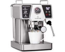 Klarstein Libeica Espressomachine - Cappuccino - Melkschuim - Filterhouder - Max. 1350 Watt vermogen - 19 Bar - Afneembare watertank 1,8 Liter - Roestvrij staal