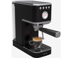 Klarstein Steelpresso Slim Portafilter Machine - 20 Bar - 1350 W - 1.2 Liter Watertank - Stoompijpje - Roestvrijstalen behuizing - Compact - Zwart