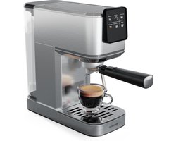 Klarstein Steelpresso Touch Slim Portafilterapparaat - 20 Bar - 1350 W - 1.2 Liter Waterreservoir - Stoompijpje - Roestvrij Staal - Compact - Zilver