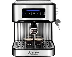 Koffiezetapparaat - Espresso - Espresso Machine - Cappuccino koffiezetapparaat - Melkopschuimer - LCD touch - Semi automatische Pomp - 1200W - Licht grijs