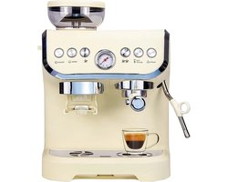 Koffiezetapparaat - Inclusief Koffiegrinder - Espressomachine - Bonenmaler - Espressomachine - 15 Bar - 2 L Waterreservoir - Cream