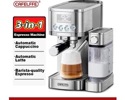 MELY 3in1 Semi-automatische Koffiezetapparaat - automatische melkschuim - gemalen koffie - slimme multifunctionele espressomachine - roestvrij staal - makkelijk schoonmaak - 20Bar