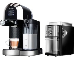 MPM Espressomachine / Koffiemachine met Elektrische Koffiemolen en Ingebouwde Melkopschuimer - 6 soorten Koffie - 15 Bar / 1470W