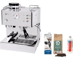 Quick Mill - Quickmill 3035 Pistonmachine / espressomachine met geïntegreerde koffiemolen en gratis Koepoort Koffie baristapakket (Baristamelk, verse koffie en ontkalkingsmiddel)