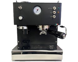 Quickmill 3035 exclusief model matzwart espressomachine met piston en geintegreerde koffiemolen en Koepoort Koffie baristapakker