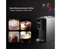 QuickShop koffieapparaat - Espressomachine - 3 In 1 Meerdere Capsule - Koffiezetapparaat Espresso Machine - 19Bar 1450W Fit Nespresso,Dolce Gusto, koffie Poeder,