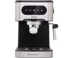 SOGO Pistonmachine met Stoompijpje - Espressomachine - 1.5l Waterreservoir - 20 bar - RVS - 1350W