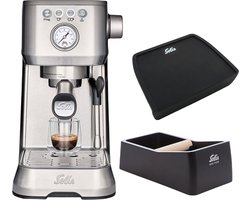 Solis Barista Perfetta Plus 1170 - Pistonmachine - Espressomachine - Inclusief Coffee Knock-Box en Tamping Mat - Zilver