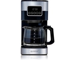 alpina Koffiezetapparaat Filterkoffie - Koffiemachine 1.5L/ 12 Kopjes Filter Koffie - Koffie Machine met Digitaal Display, Timer en Warmhoudplaat - Instelbare Koffie Sterkte - Zwart