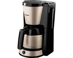 Bestron Koffiezetapparaat voor filterkoffie, Filterkoffiemachine met thermokan voor 8 kopjes, inclusief permanent filter & automatische uitschakeling, 900W, kleur: Lichtbeige