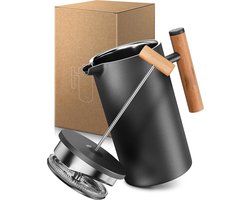 French Press Thermoskan 0-6 liter Roestvrij Staal - 3 kopjes koffie - Dubbelwandig - Manueel koffiezetapparaat - Cafetière met 3 maten