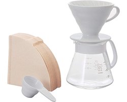 Hario V60 Set (Keramiek, Wit)