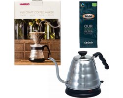 Hario V60 slow coffee kit + Hario V60 Buono Elektrische Waterketel  + Bristot OUR Biologische Filter Koffie